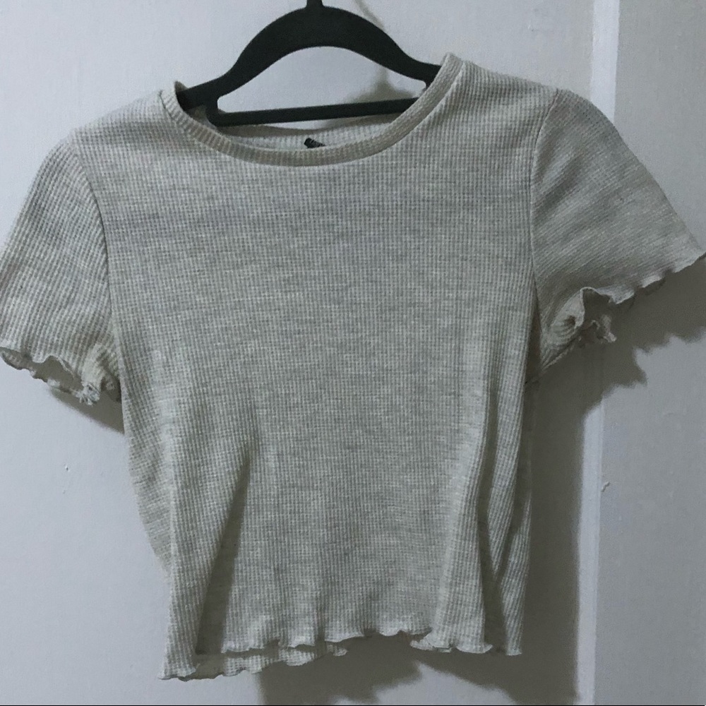 white/tan crop top